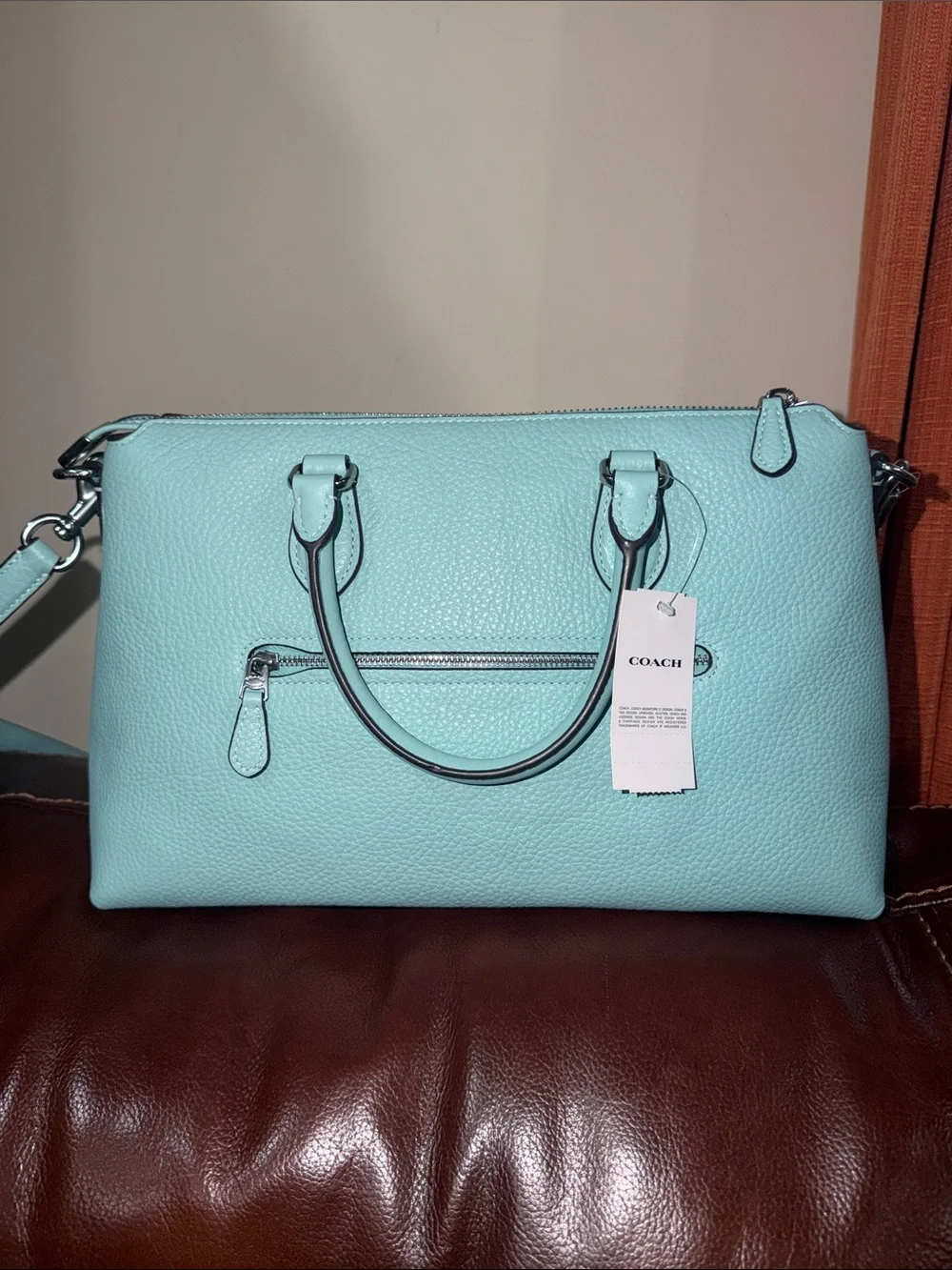 ‼️NEW Coach Blue Leather Georgia Satchel Crossbody Bag